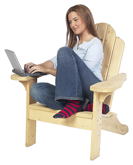 student working on laptop sitting in andirock chair